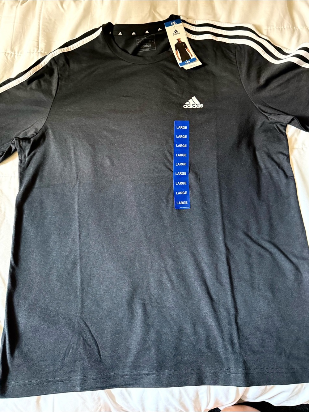 Adidas Men’s Black 3-Stripe Performance Tee (L)